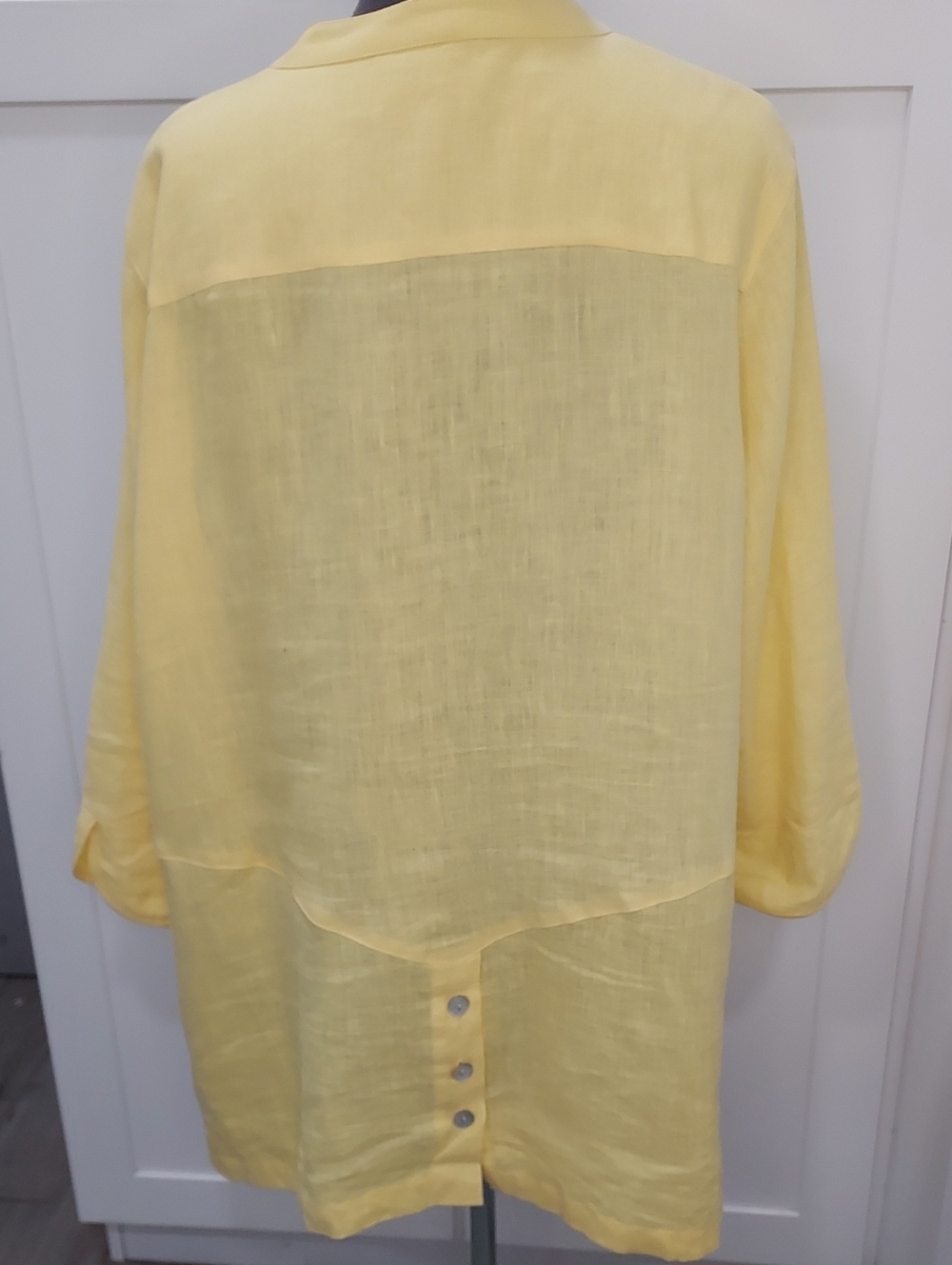 Multiples Yellow Linen Button-Front Tunic - Picture 3 of 6